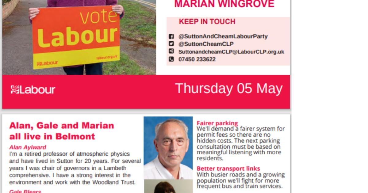 Belmont Ward Labour Candidates - Sutton and Cheam Labour Party