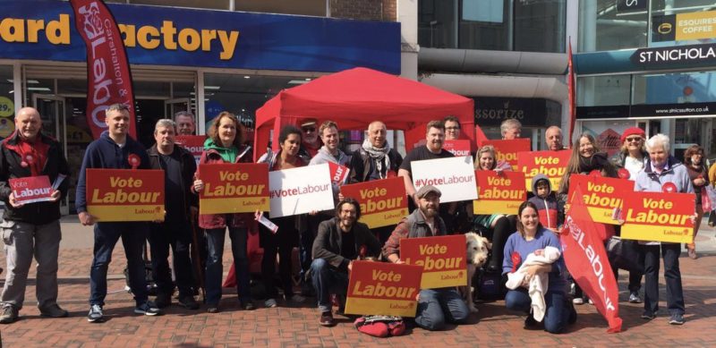 Labour out campaigning in Sutton High Street