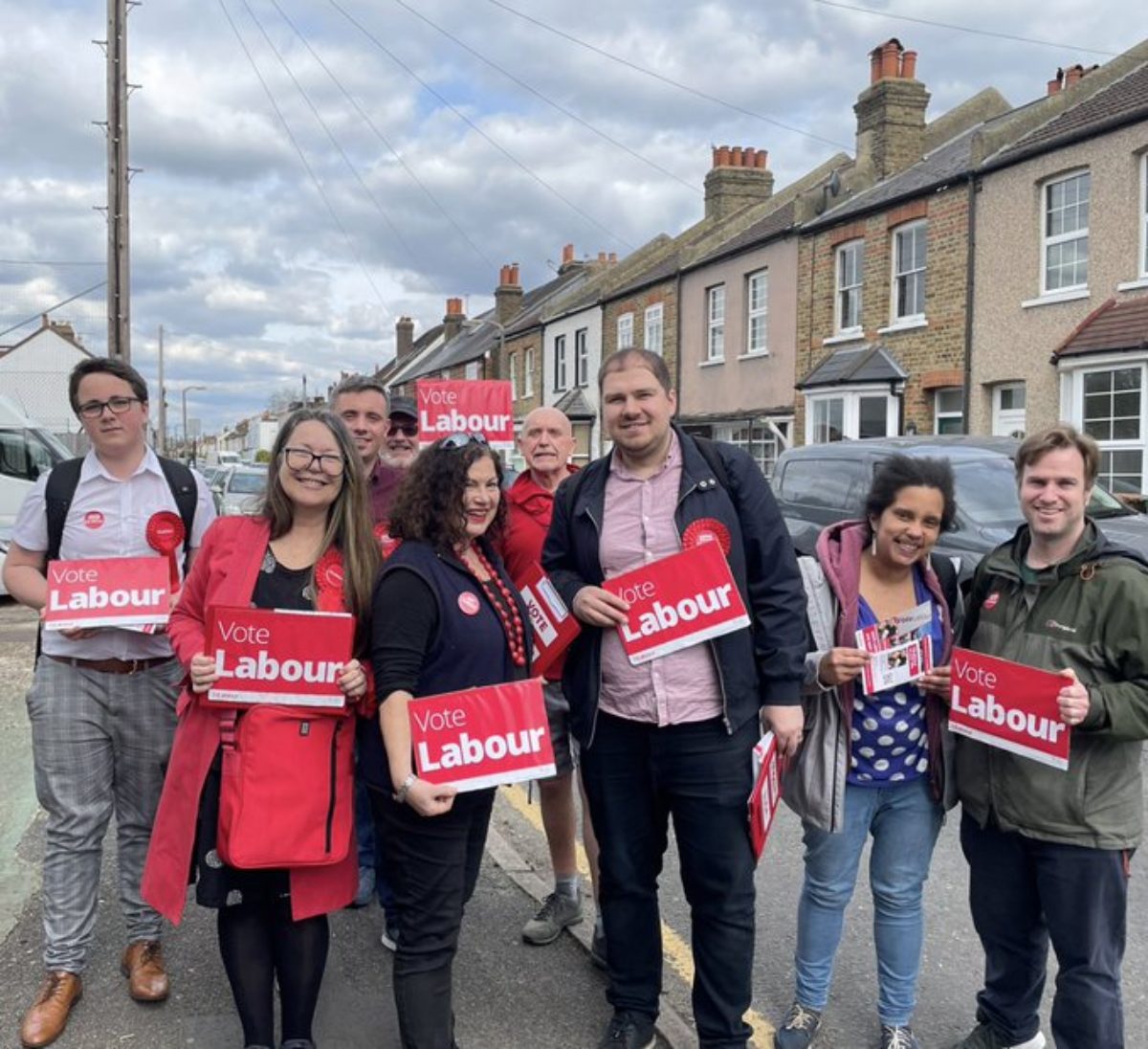 Liz Martin, Leonie Cooper AM and Mehdi Kabash and their local team out campaigning